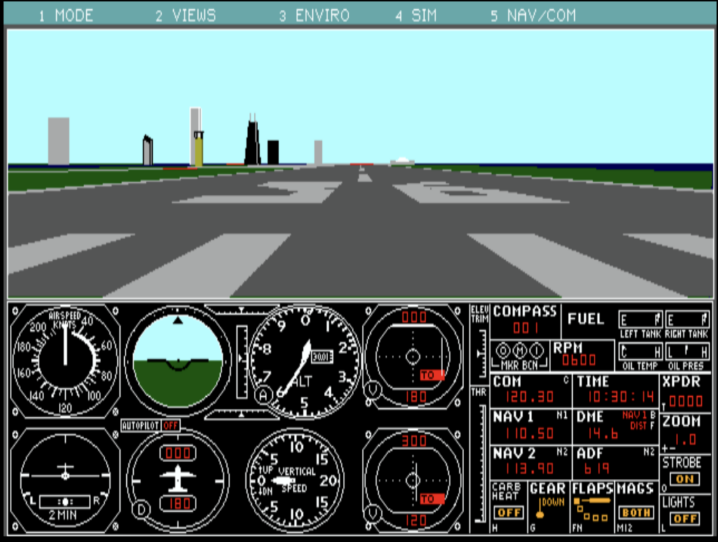 Starting location of MSFS 4.0 on runway 36 at Meigs Field in Chicago. 