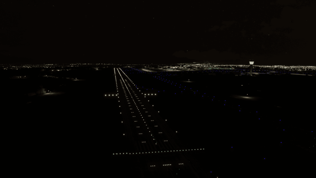 Night lighting northern runway