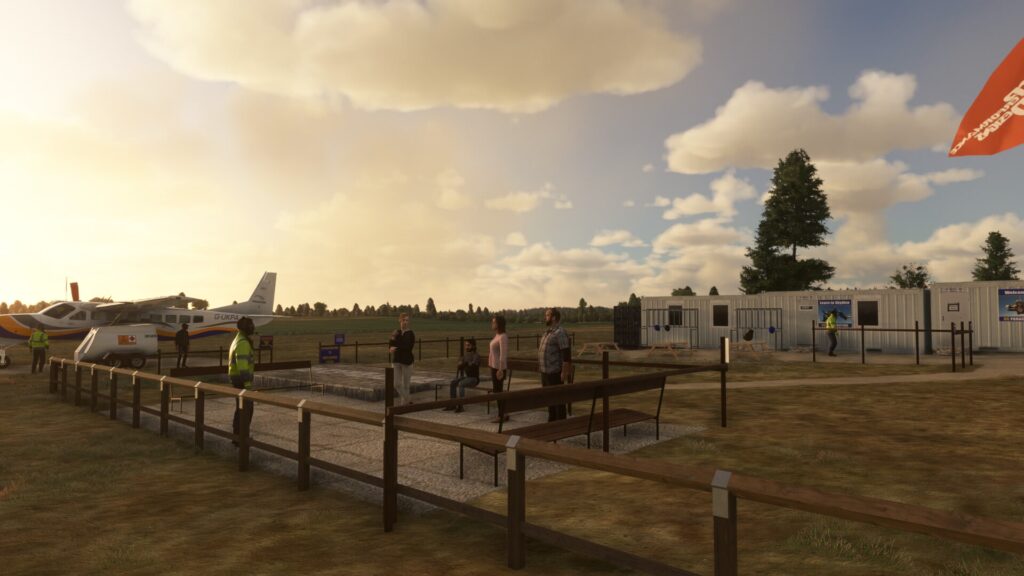 The Sibson Aerodrome with people and planes visible