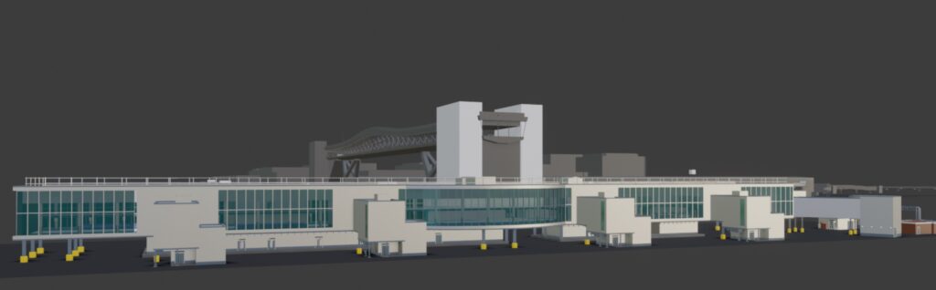 A rendition of London Gatwick Airport by Origami Studios for Microsoft Flight Simulator.