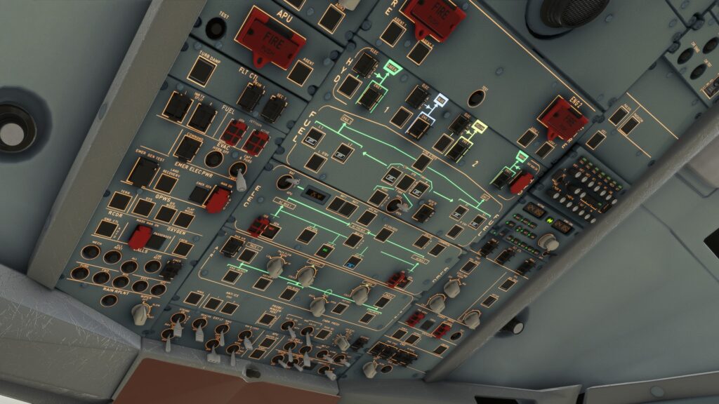 LatinVFR A330-900neo for MSFS review overhead panel