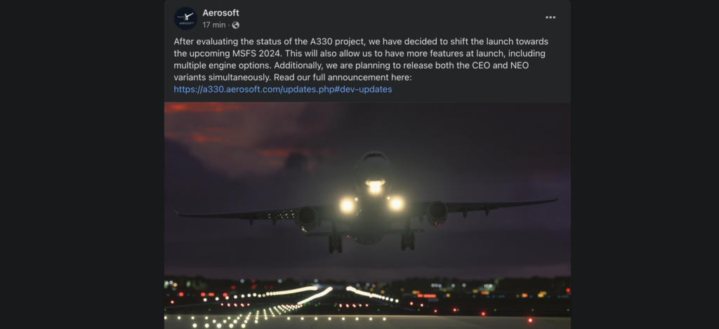 Aerosoft A330 Delayed Until The Release of MSFS2024 - Aerosoft