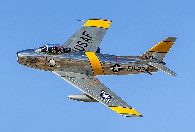 An F-86 Sabre during the Heritage Flight Training Course at Davis-Monthan AFB, Tucson, Ariz. 